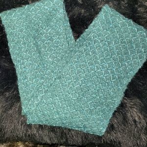 Teal green knit scarf